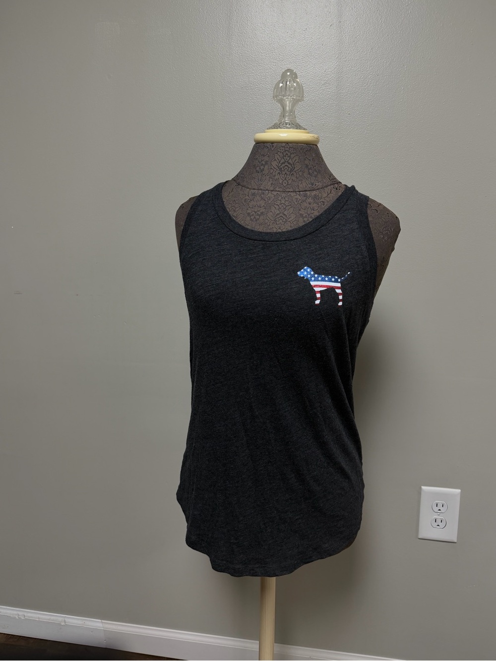 Y2k Victoria Secret Tank Top with American Flag Sequin Dog - Picture 2 of 4